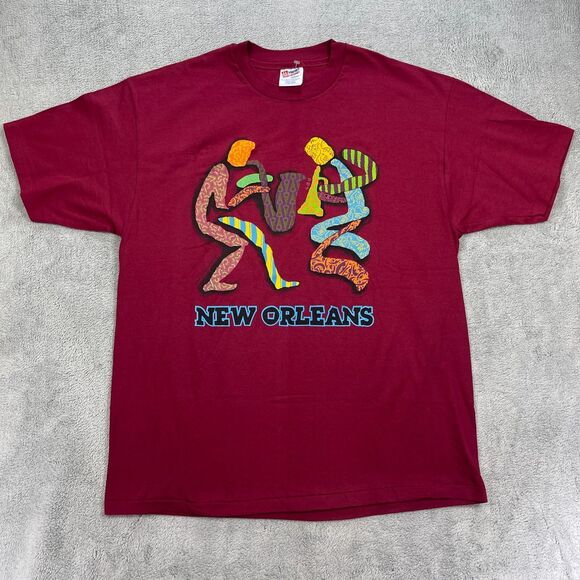 Hanes Other - Vintage New Orleans Jazz 90s T-Shirt Men XL Maroon Graphic Heavyweight Cotton